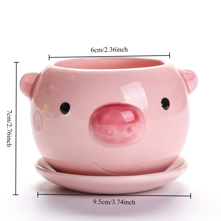 Cartoon Animal Succulent Flowerpot – Lightweight Breathable Ceramic Planter