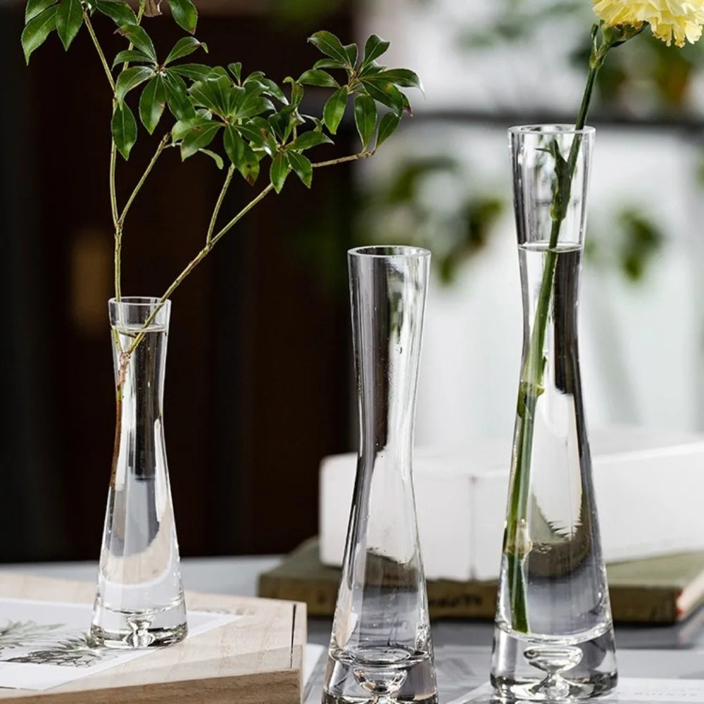 Borosilicate Glass Slanted Mouth Vase — European Style, 2 Designs