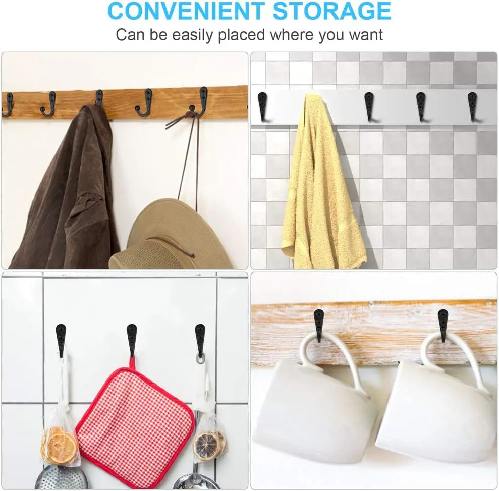 Retro Zinc Alloy Wall Hook — Single or Double Prong for Coats, Bags & Towels