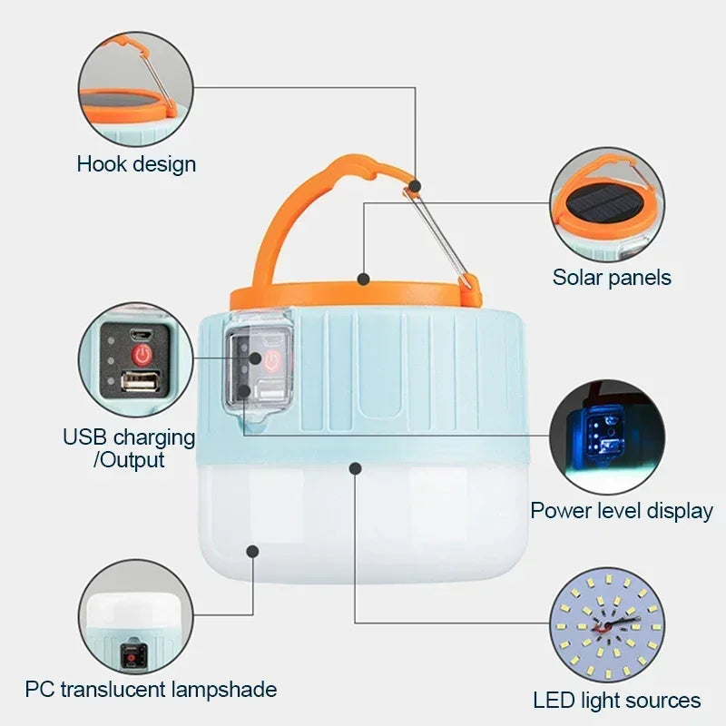 NEWBIRTH Solar LED Camping Lantern – IPX6 Waterproof Rechargeable Light with Remote Control & 3 Modes