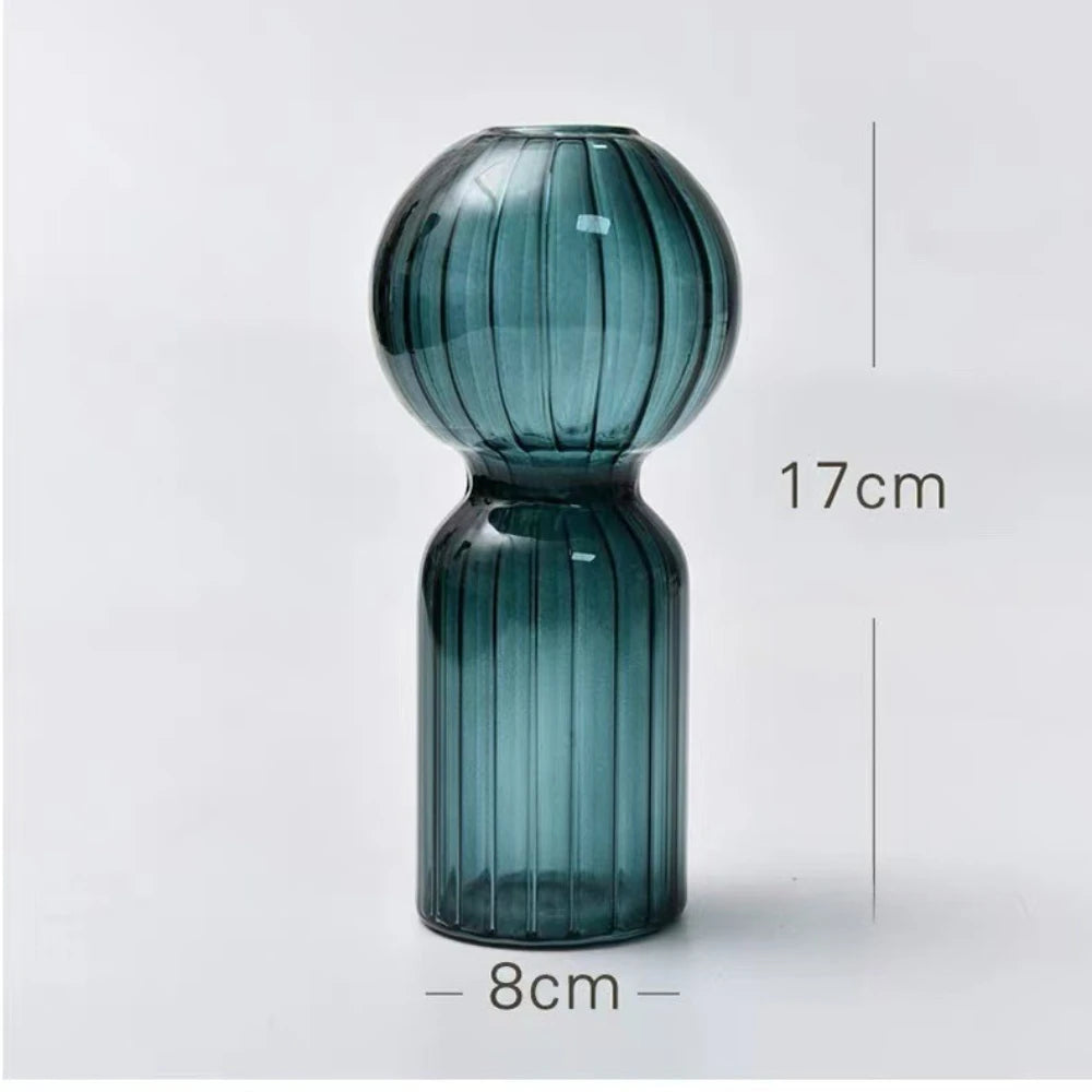 Nordic Striped Colourful Glass Vase — Hydroponic Tabletop Decoration