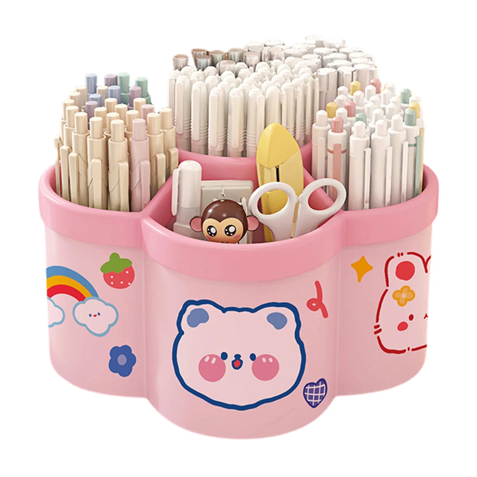 Rotating Plastic Pen Holder — 360° Desktop Organizer, 15.5 × 10 cm
