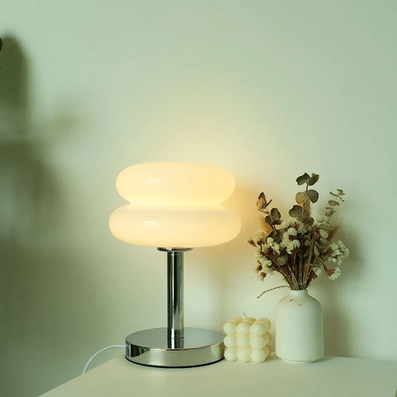 Macaron Glass Bedside Table Lamp — Trichromatic Dimming, Eye Protection