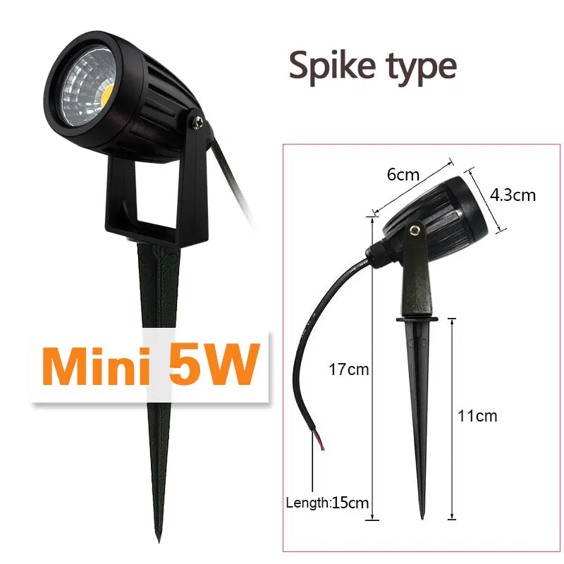 teetealy LED COB Spike Lawn Lamp – 5W–20W Garden Path Spotlight IP65