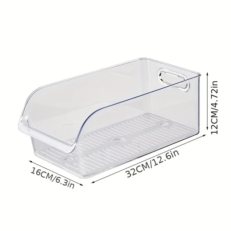 Fridge Drawer Storage Box with Handle — Multipurpose, Draining Design