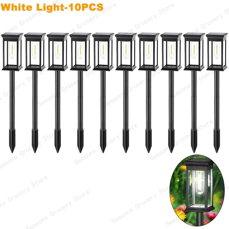 IP65 Waterproof Solar Garden Lights White Warm Light Outdoor Landscape Walkway Lighting Lawn Porch Patio Ambiance Lights