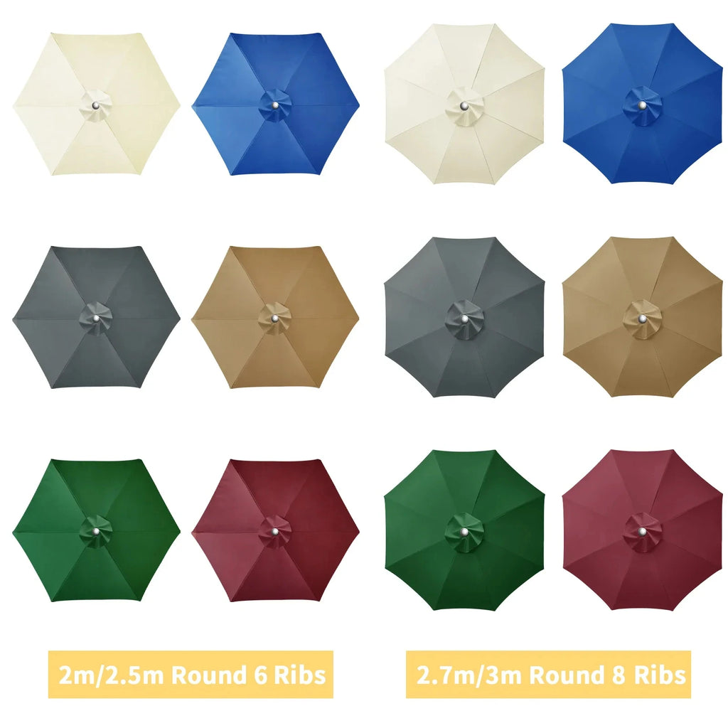 Replacement Parasol Canopy Cover – Polyester Waterproof 2–3m for 6/8 Ribs