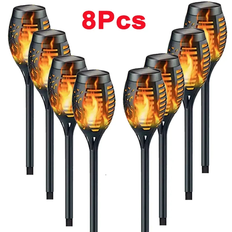 Solar Flame Torch Lights – IP65 Flickering LED Garden Stake Lamps (1–10 pcs)