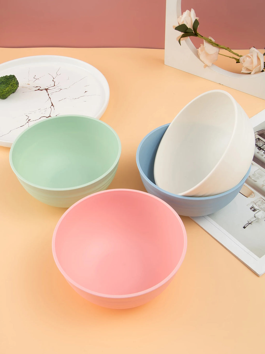 Reusable Plastic Snack & Fruit Bowls — Set of 4, CE Certified
