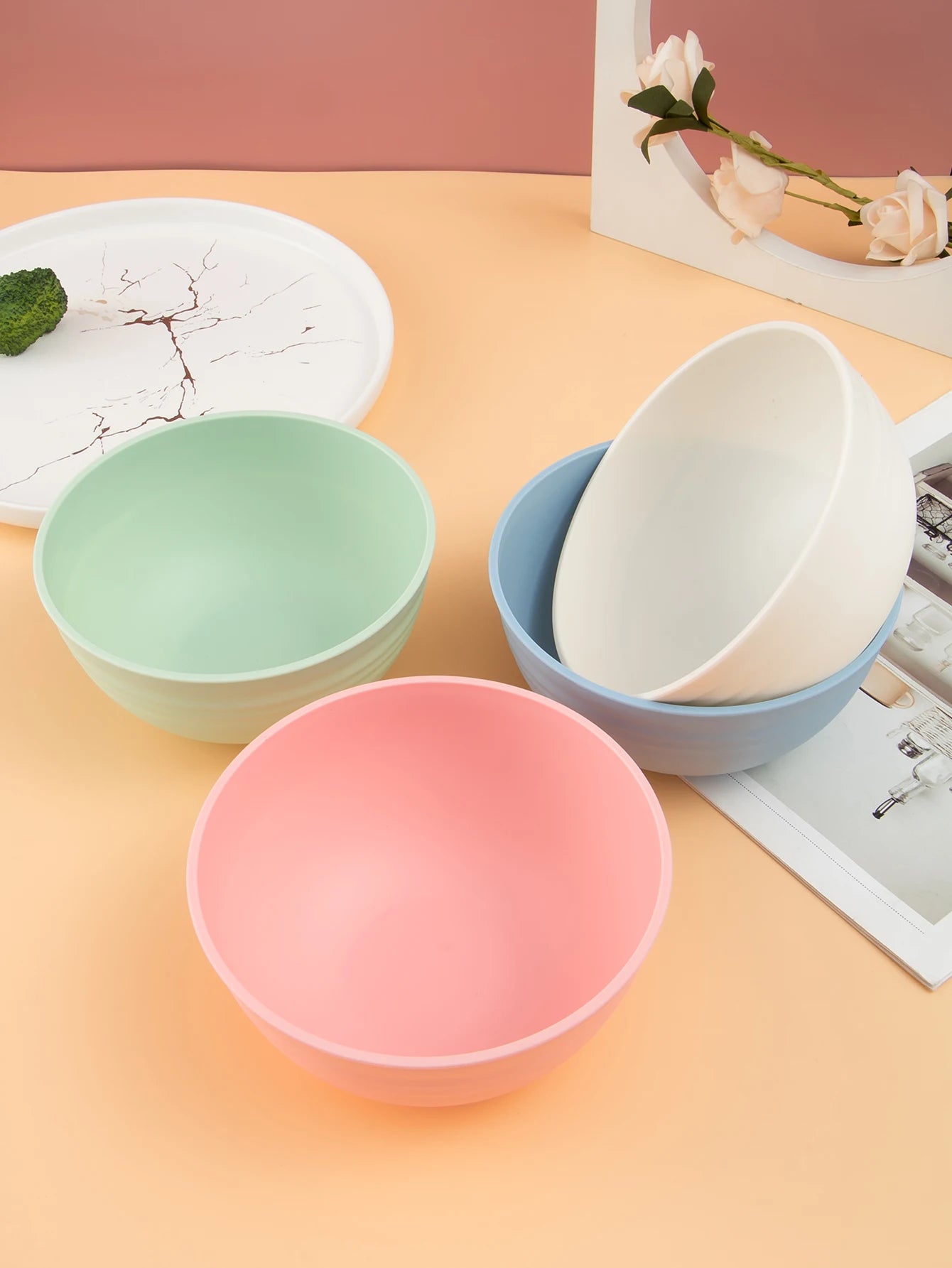 Reusable Plastic Snack & Fruit Bowls — Set of 4, CE Certified