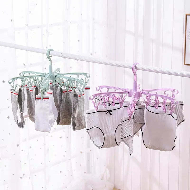 24-Clip Folding Rotatable Sock Hanger