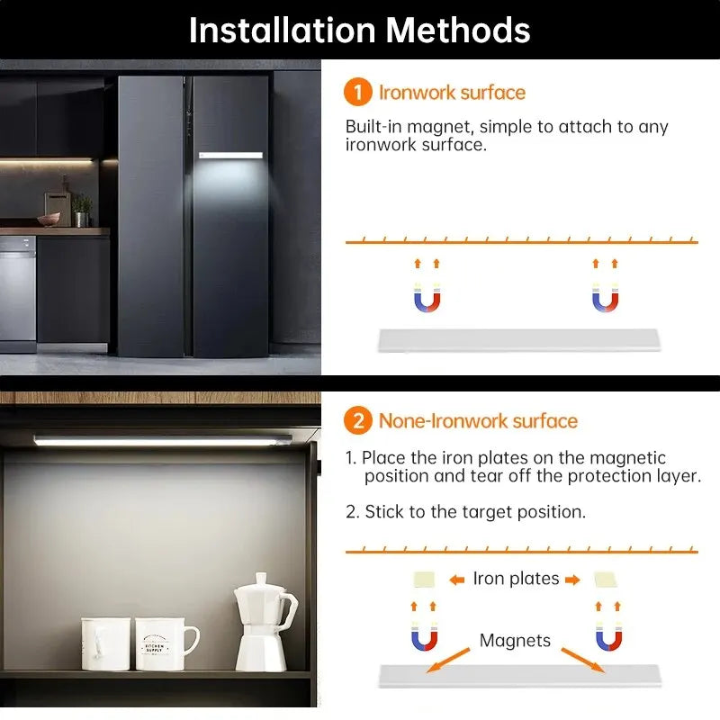 Wireless Motion Sensor Under-Cabinet Light — USB Rechargeable, Aluminium