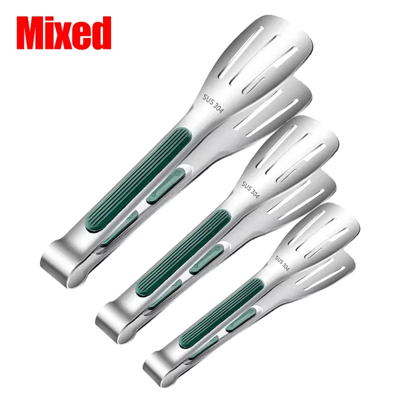 Stainless Steel Food Tongs — BBQ, Salad & Buffet, Non-Slip Grip