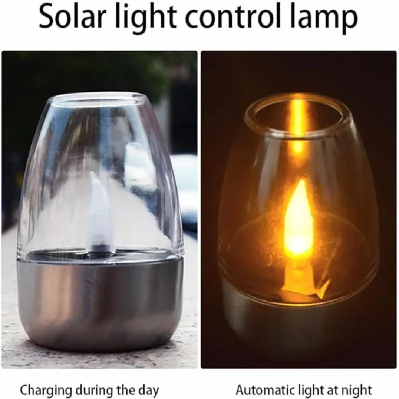 Solar Powered Flameless LED Candle Lamp — Outdoor Waterproof Night Light