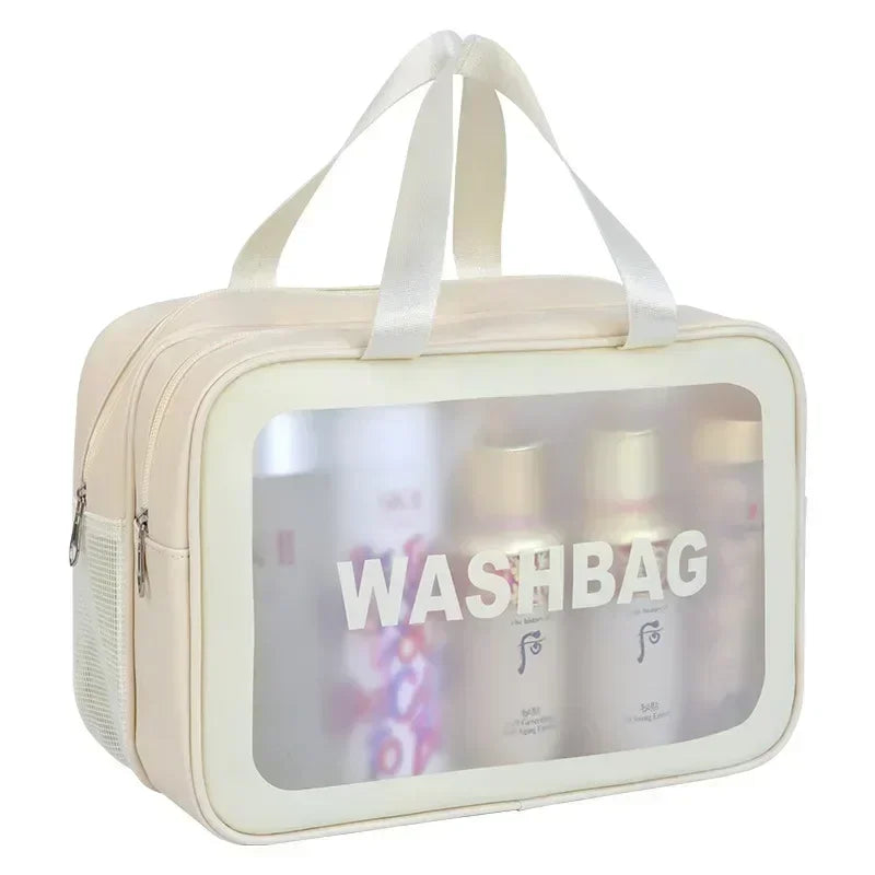 Dry-Wet Separation Toiletry Bag — Double-Layer PU Travel Cosmetic Pouch