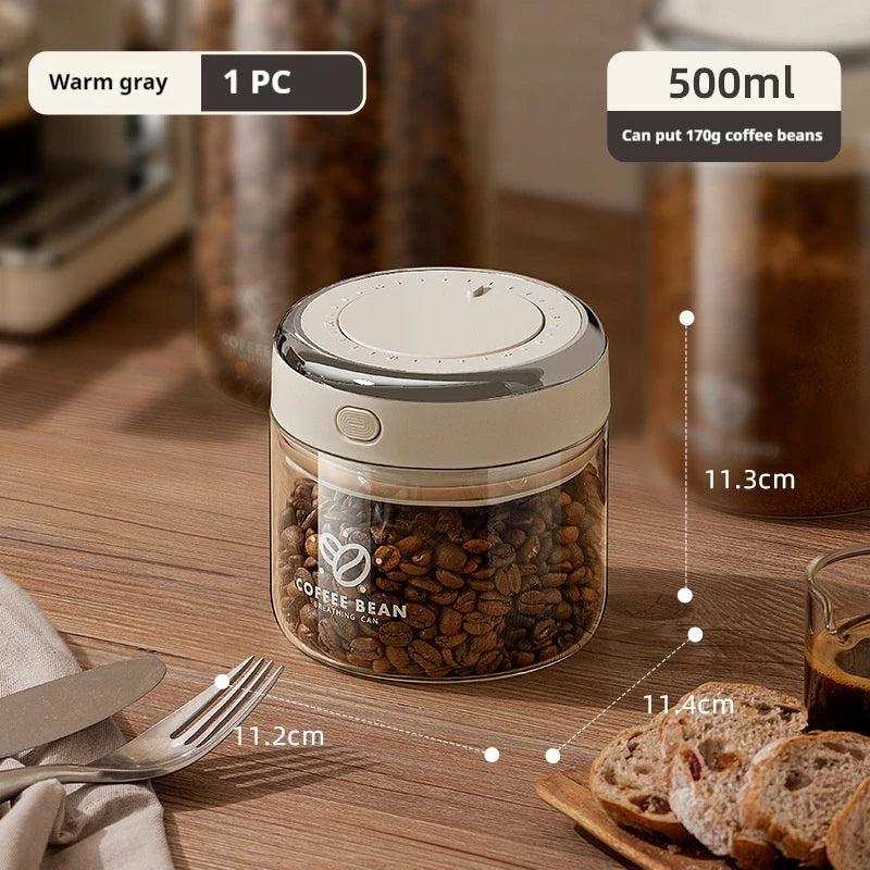 Vacuum-Sealed Coffee Bean Jar with Date Tracker & CO₂ Valve