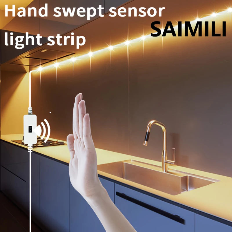 Gesture-Activated LED Strip Light — USB, Dimmable, for Cabinets & TV Backlight