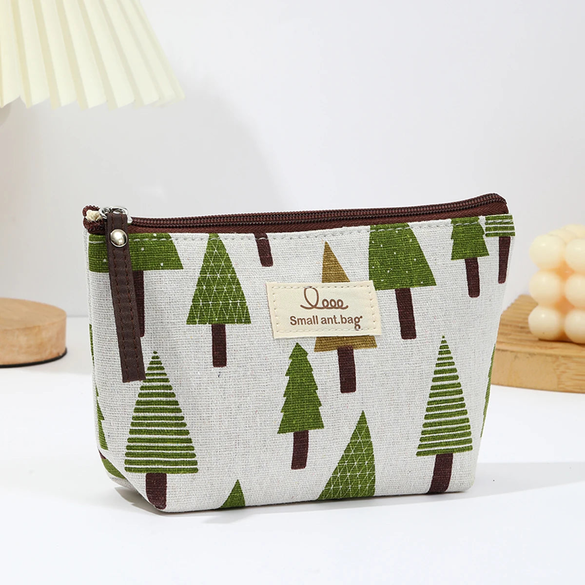 Canvas Travel Makeup & Pencil Case — Compact Zipper Pouch, 15×12×6cm