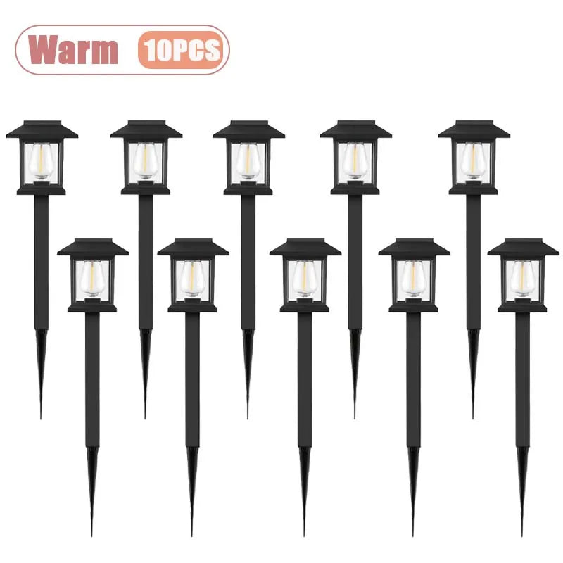 Solar LED Ground Stake Light – Warm Tungsten Glow Pathway Lamp for Garden, Villa & Courtyard