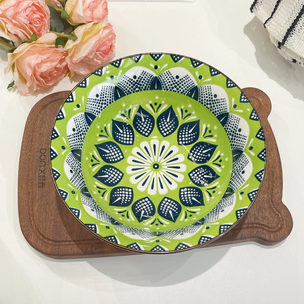 Bohemian Ceramic Soup Bowl — Microwave & Dishwasher Safe, Set of 1 or 4