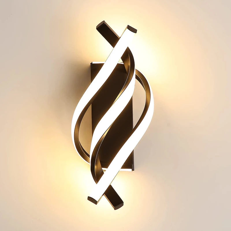 Curved Spiral LED Wall Lamp — 3 Colour Temperatures, Black or White