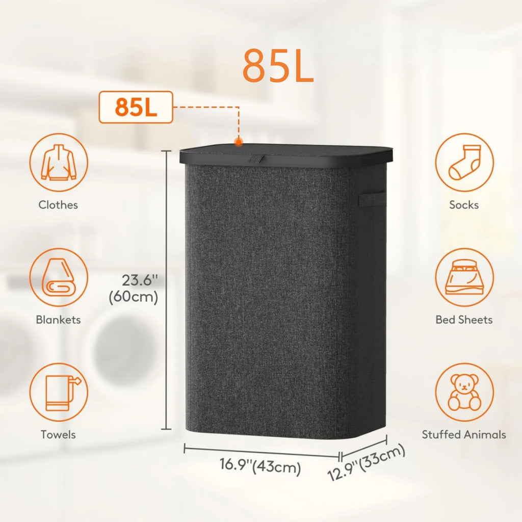 85L Laundry Hamper with Handles & Removable Inner Bag
