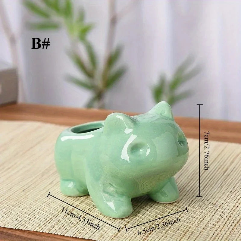 Creative Ceramic Mini Flowerpot – Handmade Succulent Planter with Drainage Hole