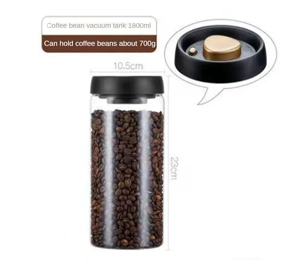 Vacuum-Pump Glass Coffee Storage Jar — Airtight, Minimalist Design