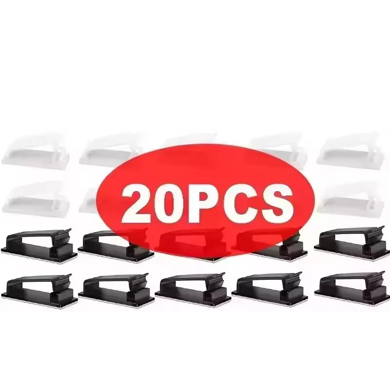 Self-Adhesive Cable Clips Organizer — Plastic Wire Holder for Desk, Home & Car