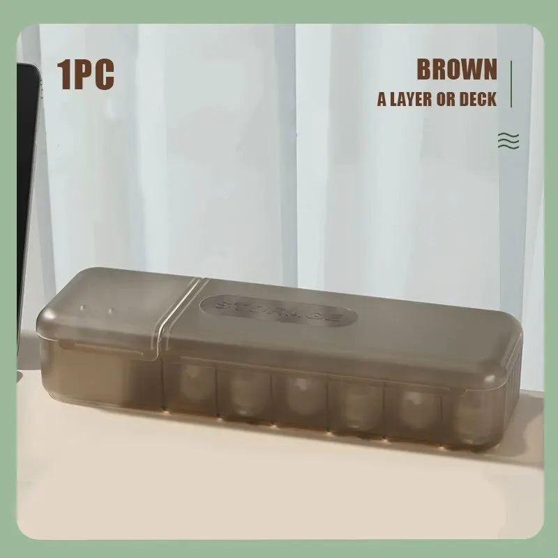 7-Compartment PP Cable Storage Box — 28.5 × 8.5 × 5.8 cm