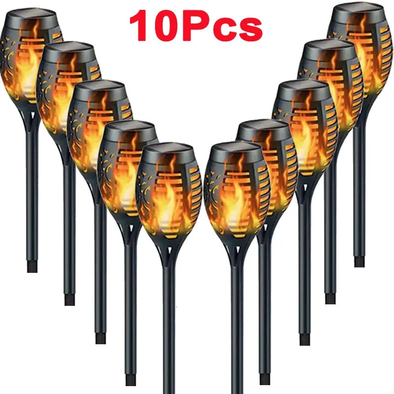Solar Flame Torch Lights – IP65 Flickering LED Garden Stake Lamps (1–10 pcs)
