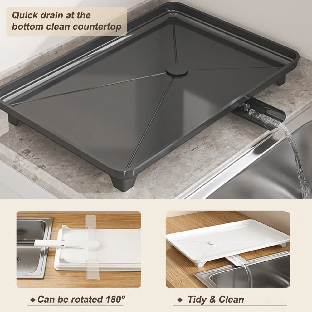 2-Tier Over-Sink Dish Drying Rack — Auto-Draining, No-Drill Install