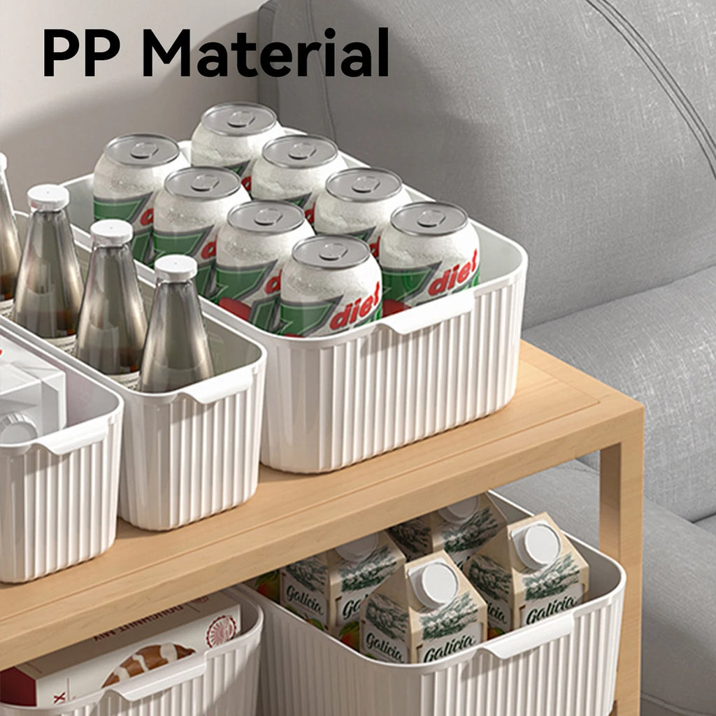 Stackable Plastic Storage Box with Handle — Kitchen, Bathroom & Desktop