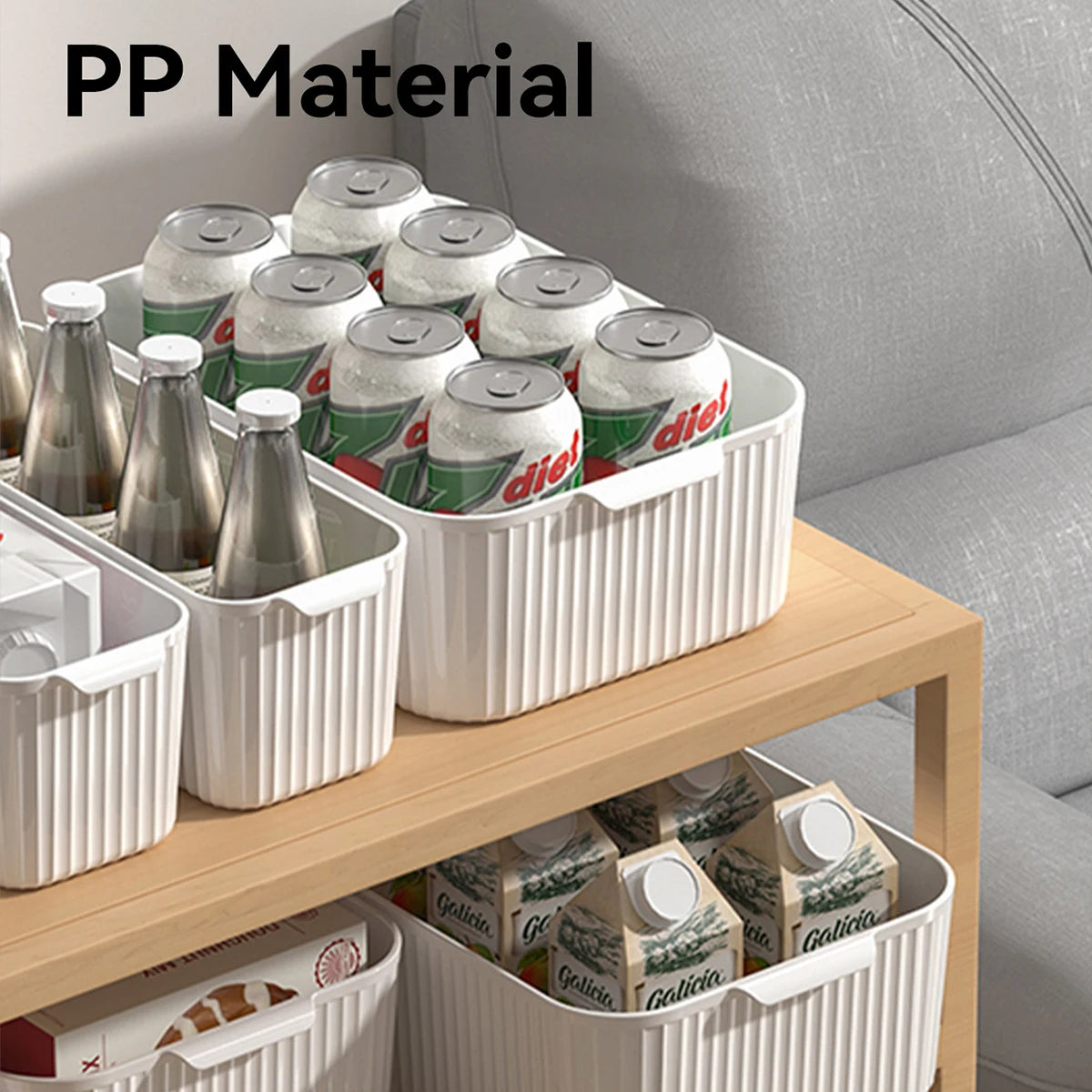 Stackable Plastic Storage Box with Handle — Kitchen, Bathroom & Desktop