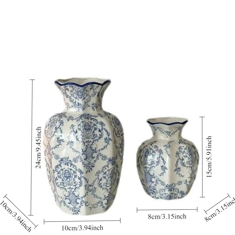 Hand-Painted Blue & White Porcelain Vase — Traditional Chinese Style