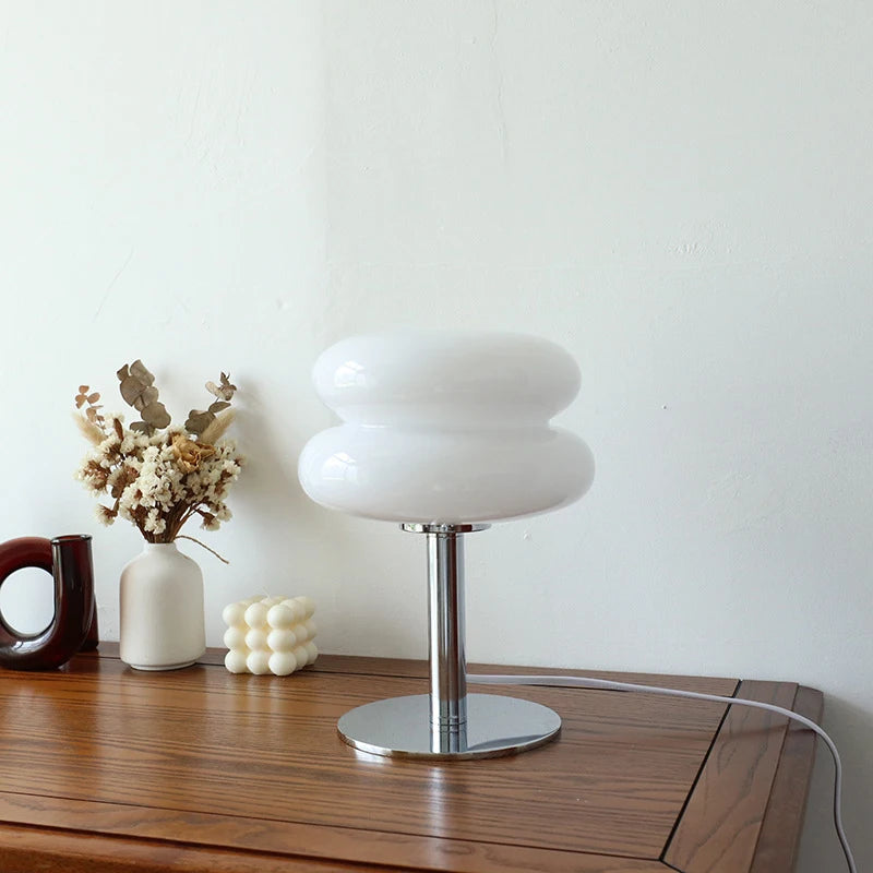 Macaron Glass Bedside Table Lamp — Trichromatic Dimming, Eye Protection