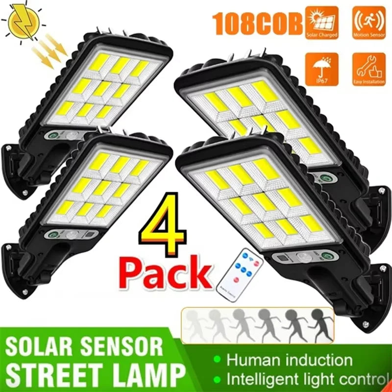 Solar COB Street Light — Motion Sensor, Remote Control, Waterproof