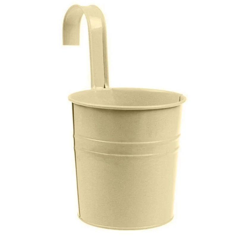 Metal Iron Hanging Flower Pot – Colorful Balcony Bucket Planter (10 Colors)