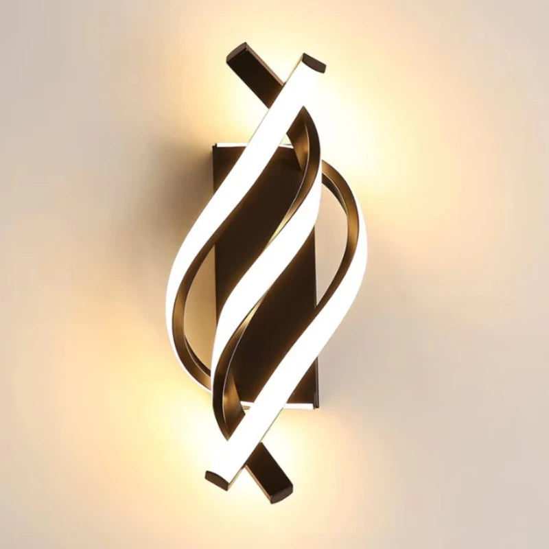 Curved Spiral LED Wall Lamp — 3 Colour Temperatures, Black or White