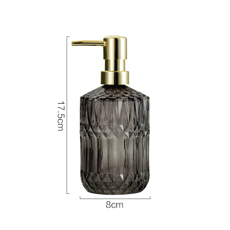 400ml Clear Glass Soap Dispenser — Manual Press Hand Sanitizer Bottle