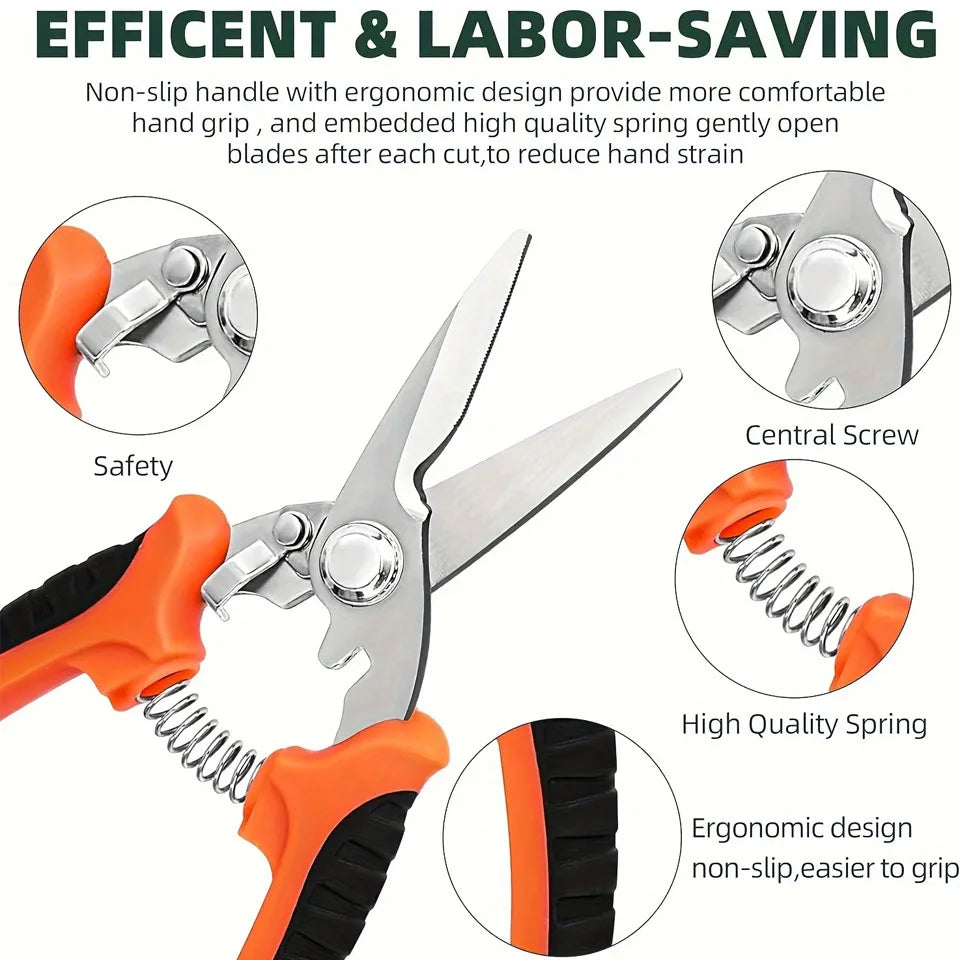 3-Piece Gardening Scissors Set – Ergonomic Non-Slip Pruning Shears with Safety Lock for Beginners