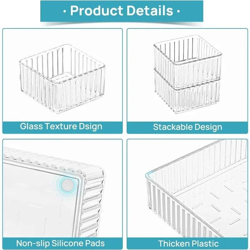 Transparent Modular Drawer Organizer Set