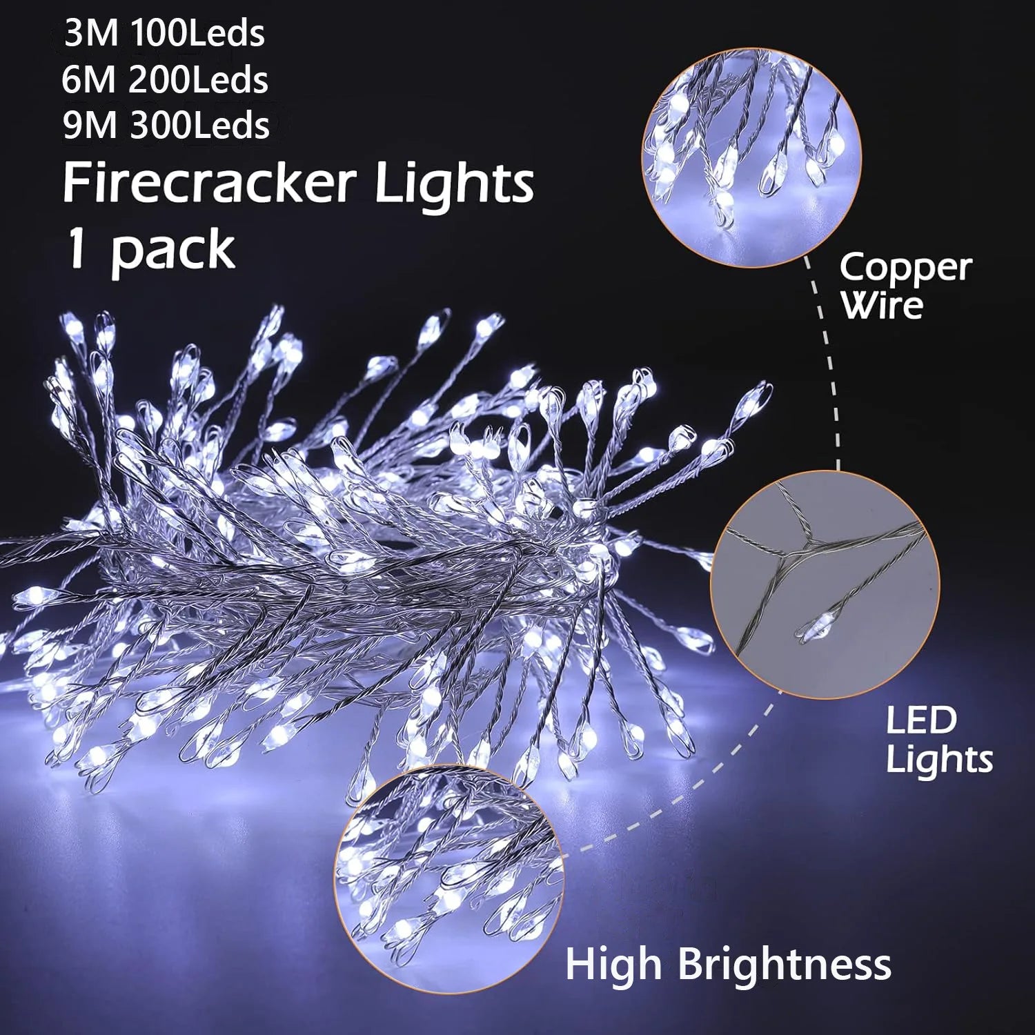 IEEYEEY USB LED Firecracker String Lights – 3–9m with Remote, 8 Modes