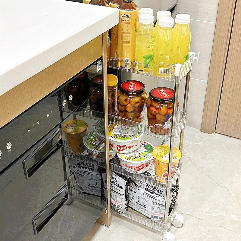 Acrylic Mobile Storage Trolley with Wheels — Slim, Multipurpose