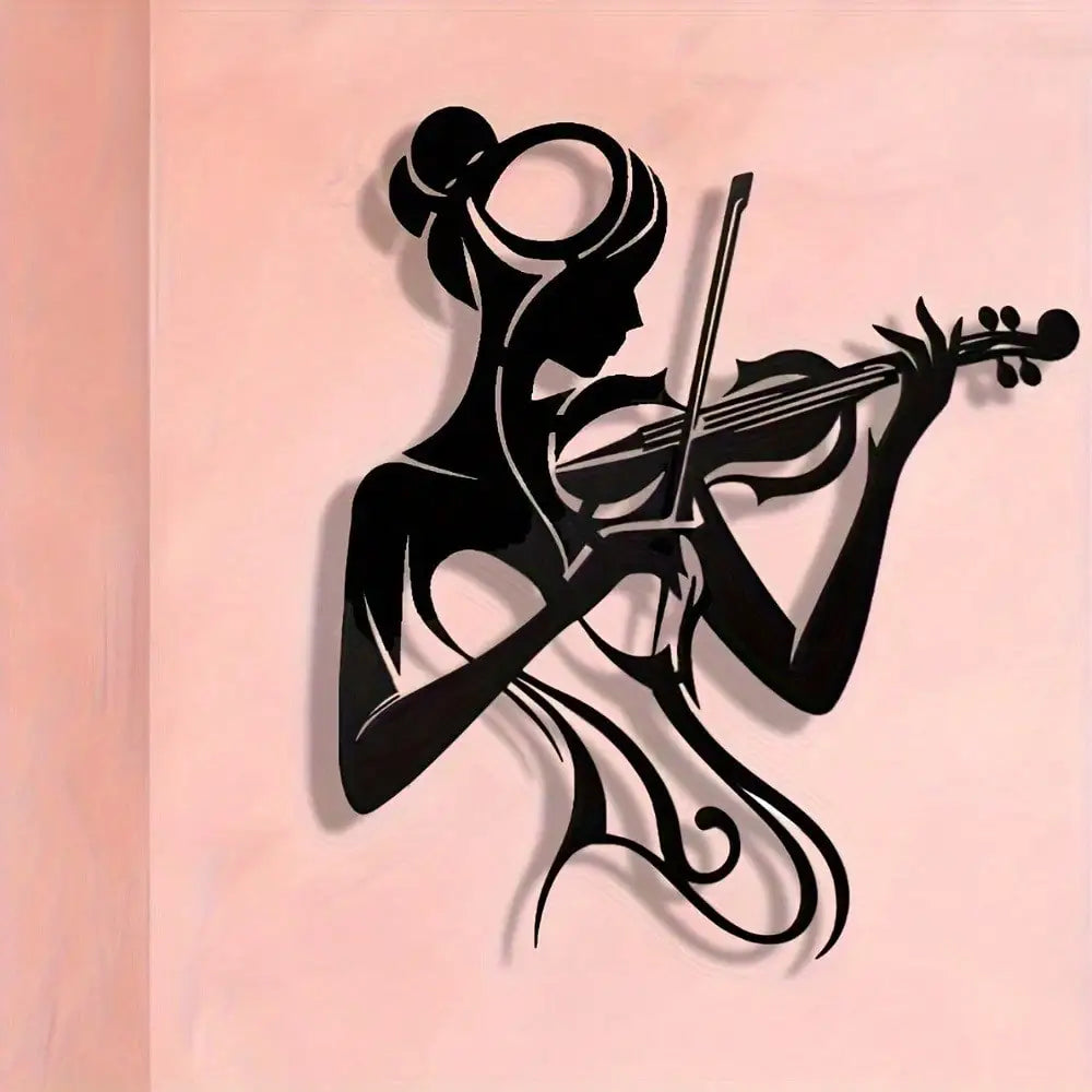 Violin Girl Metal Wall Art — Vintage Style Music Decor