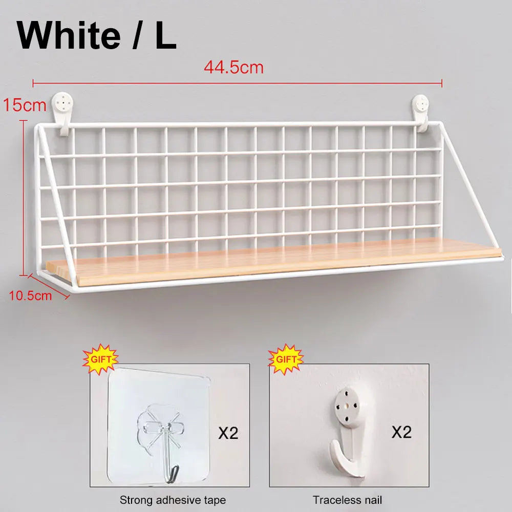 Metal & Wood Wall Spice Shelf — Kitchen Organizer, Modern Design