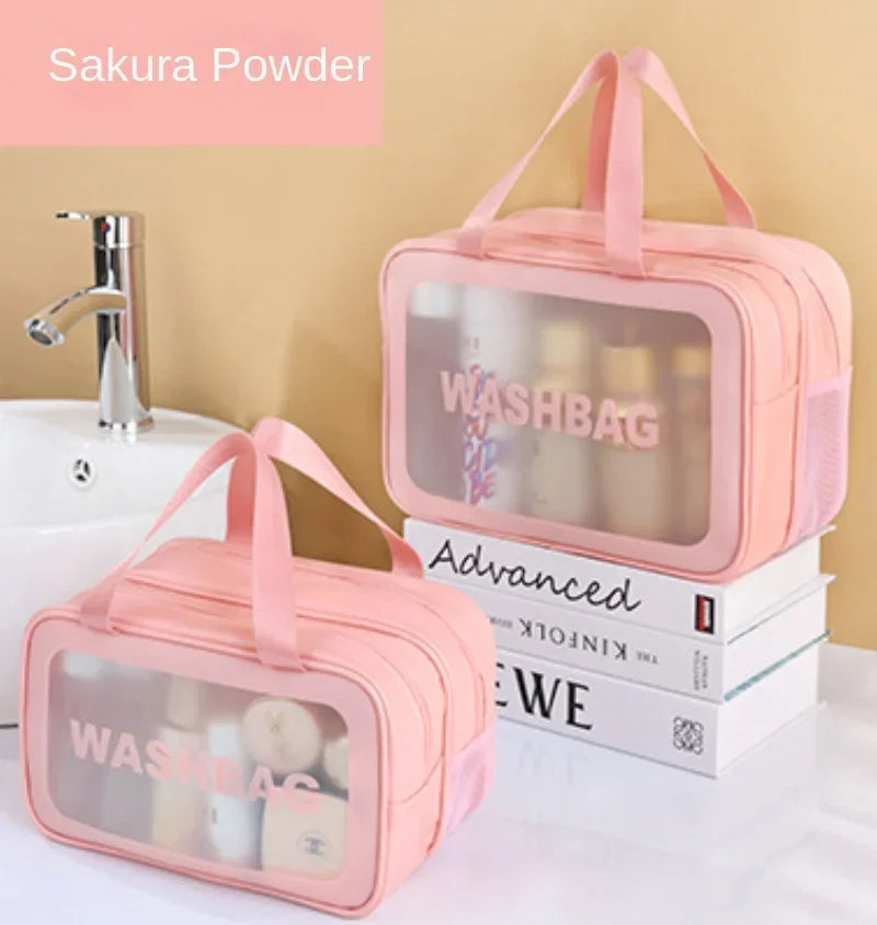 Dry-Wet Separation Toiletry Bag — Double-Layer PU Travel Cosmetic Pouch