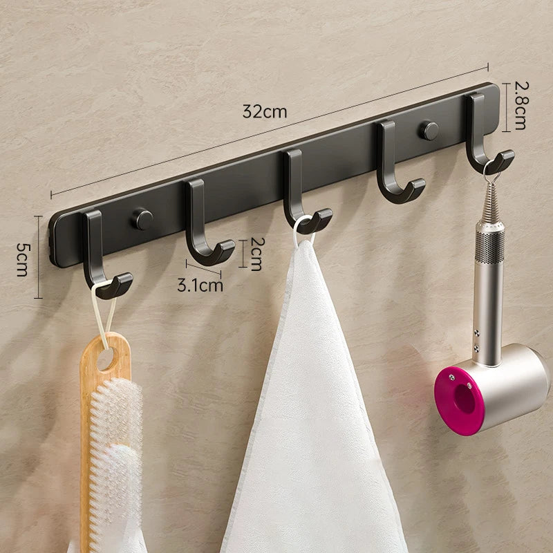 Space Aluminium Wall-Mounted Coat Hook Rack — Entryway & Bathroom Hanger