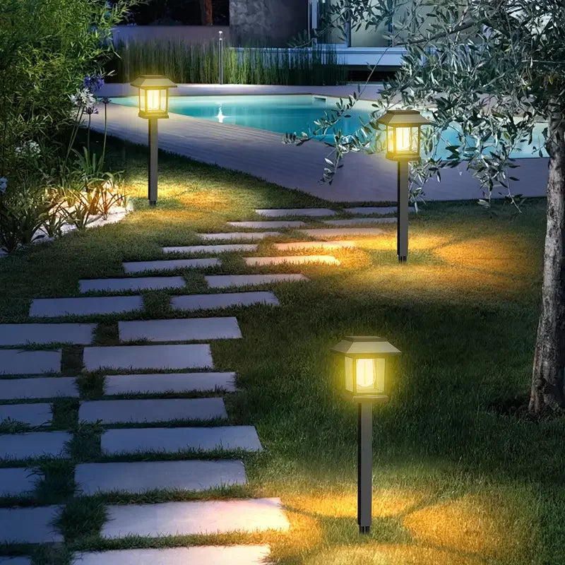 Solar LED Ground Stake Light – Warm Tungsten Glow Pathway Lamp for Garden, Villa & Courtyard