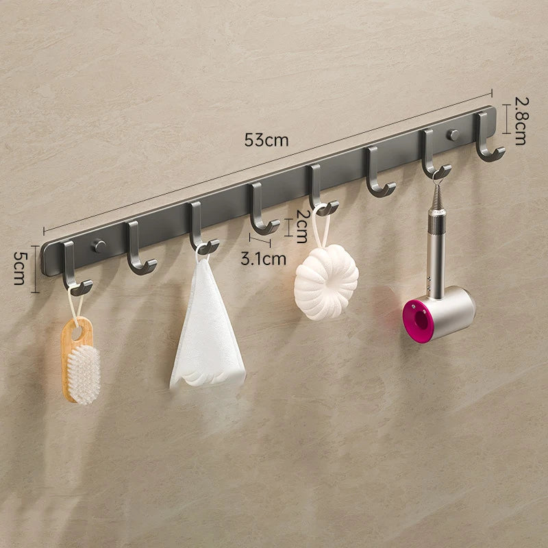 Space Aluminium Wall-Mounted Coat Hook Rack — Entryway & Bathroom Hanger